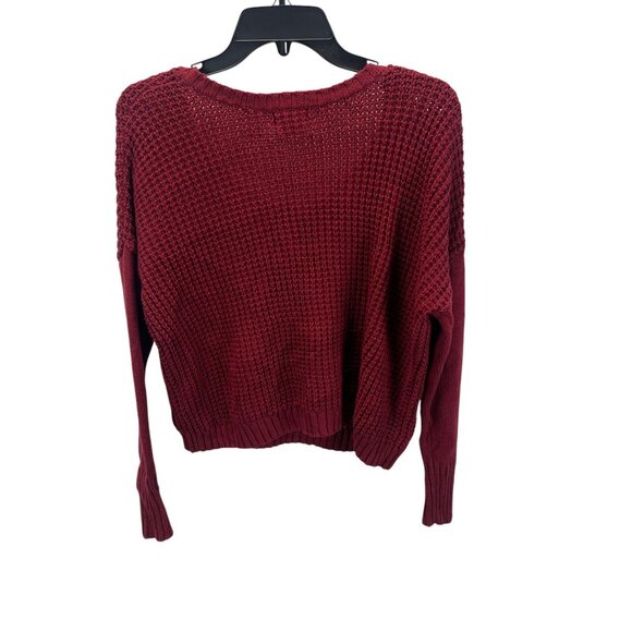 Old Navy Red Chunky Knit Scoop Neck Sweater S Tomato Girl Cotton Blend Relaxed F - Picture 2 of 8